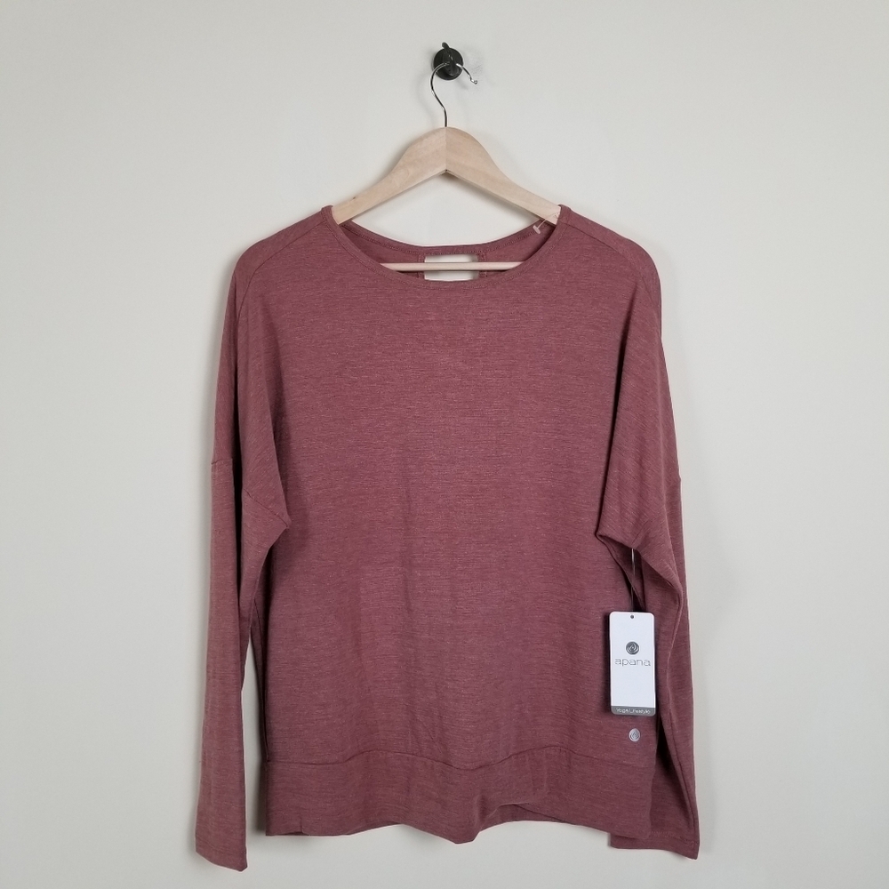 Apana Long Sleeve Soft Active Yoga Top Medium NWT